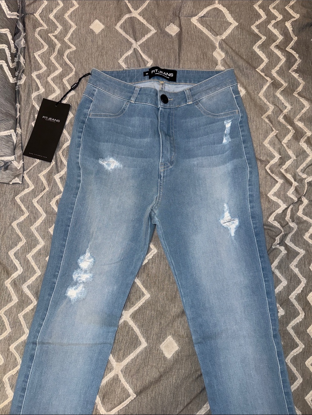FIT•JEANS Light Blue Distressed High-Rise Jeggings